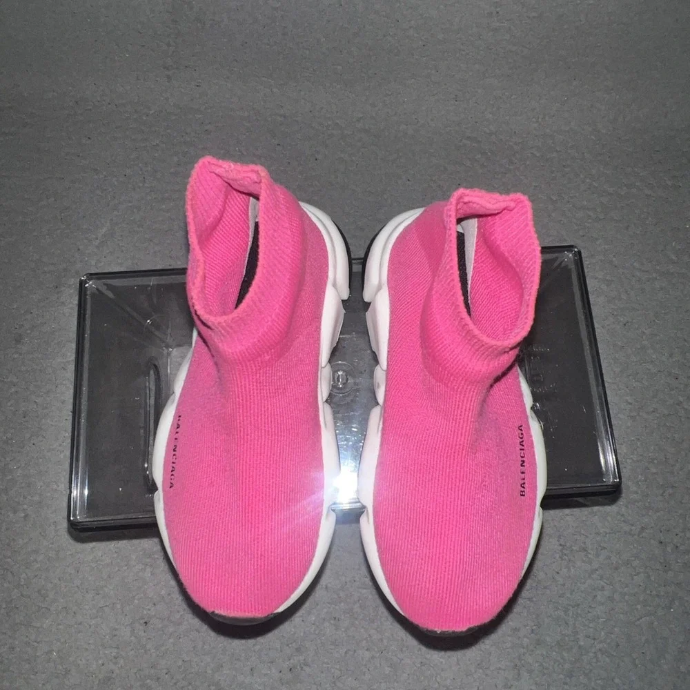 Balenciaga Speed LT Sock Knit Sneakers Youth Sz 9-9.9 Fuchsia Pink Slip On Shoes